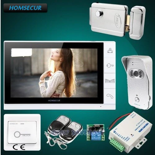 Система видеодомофона HOMSECUR 9 &quotс электрическим замком + наружный мониторинг для