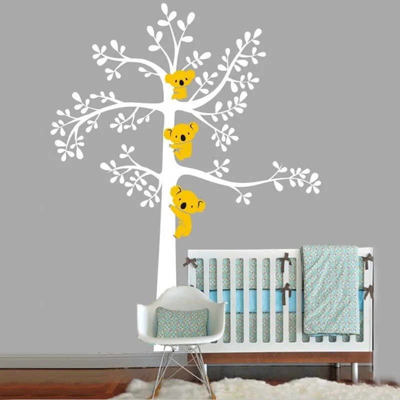 Oversize 85"x69" 3 Koalas on Tree Nursery Vinyls Wall Sticker Tree Wall