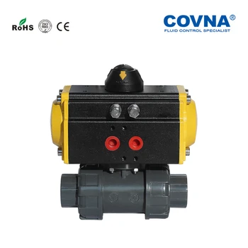 

1'' Pneumatic PVC 2 Ways Ball Valve Double Acting PTFE Sealing Double Union Connection