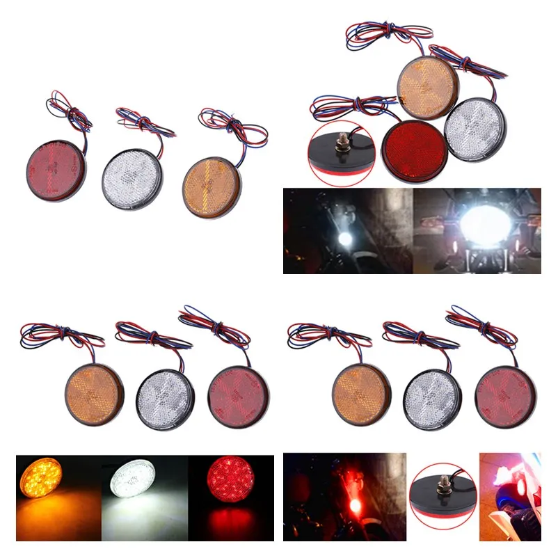 

New 1Pcs Car Motorcycle Round 24 LED Brake Turn Signal Stop Tail Lights Bulbs Reflectors