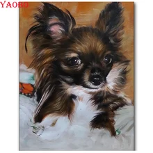 DIY Фото Домашних Животных на заказ Алмазная вышивка Чихуахуа собака фотографии кристалла 5d diy алмазная живопись мозаичное украшение из страз