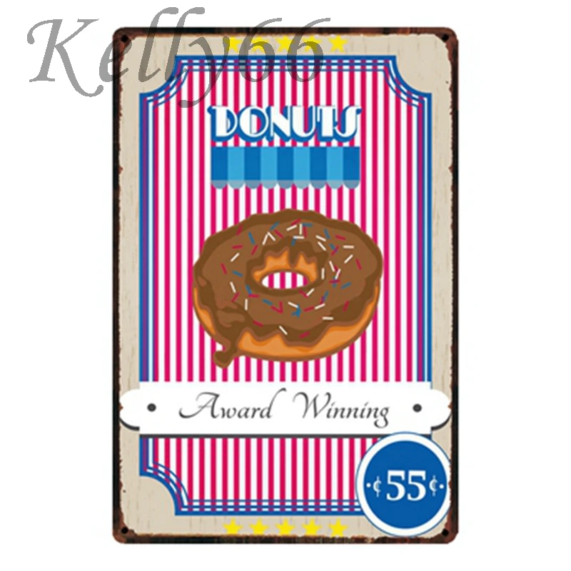 [Kelly66] пончики металлический знак Картина Home Decor бар настенный Книги по искусству живопись 20*30 см Размеры y-1528 - Цвет: y-1511