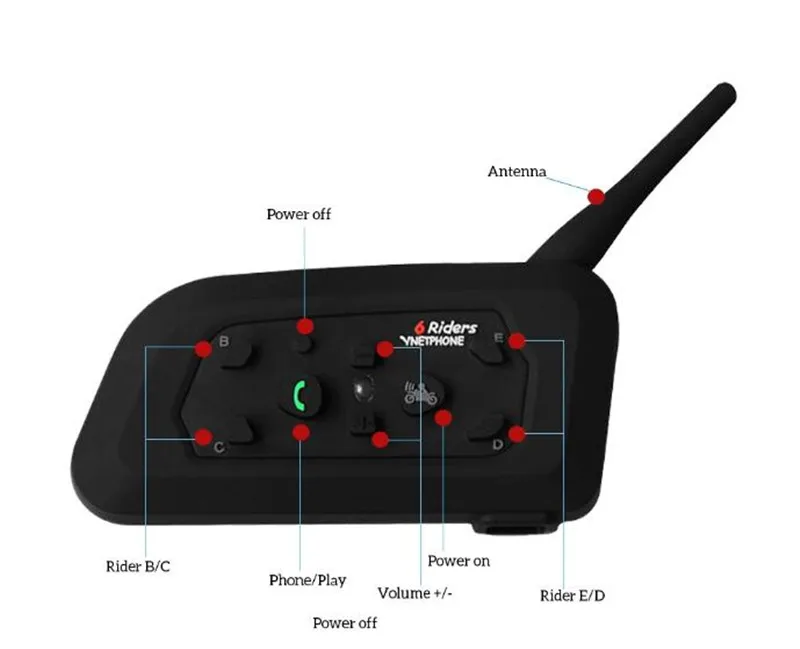 VNETPHONE мотоцикл домофон шлем гарнитура Мотоцикл Райдер водостойкий беспроводной Bluetooth домофон мото гарнитура переговорные