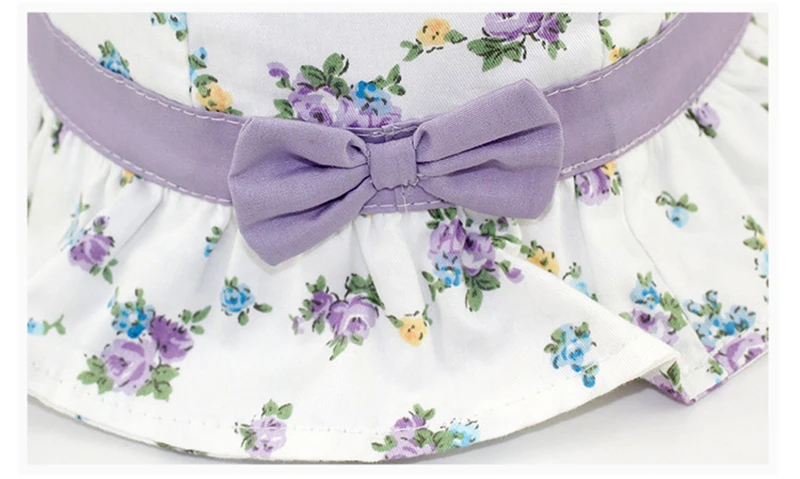 Flower Bow Baby Girls Hat Ruffles Floral Hat For Girls Cotton Lace Up Baby Fisher Hat Fashion Purple Pink Sun Caps Spring Summer (16)