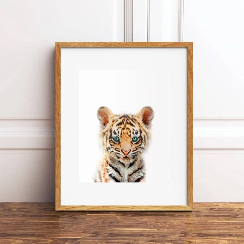 

Tiger Posters and Prints , Safari Jungle Animals Tiger Cub Nursery Wall Art Canvas Painting Picture Kids Room Wall Decor