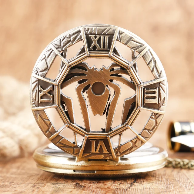 Bronze Vintage Cool Spider Symbol Quartz Pocket Watch Men Boys Kids Fashion Retr Bronze Vintage Cool Spider Symbol Quartz Pocket Watch Men Boys Kids Fashion Retr