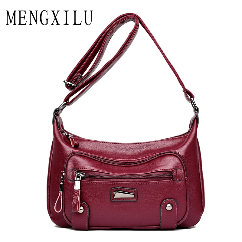 

MENGXILU Luxury Handbags Women Bags Designer Double Zipper Crossbody Bags For Women Leather Shoulder Messenger Bags Sac A Main