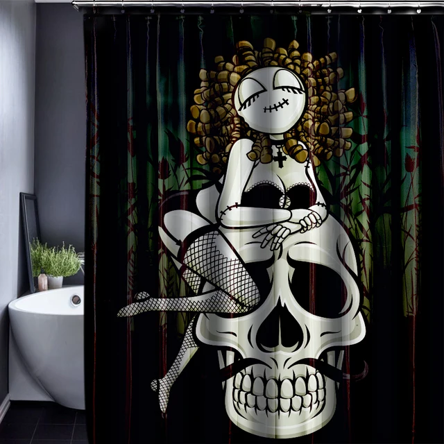 Skull Customized Shower Curtain Bathroom Accessories Waterproof Skull Customized Shower Curtain Bathroom Accessories Waterproof Polyester Fabric Curtains