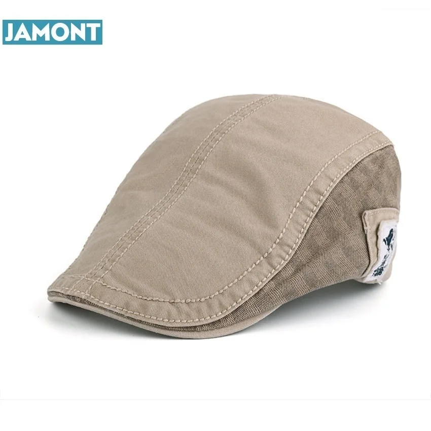 JAMONT New Summer Cotton Berets Caps For Men Casual Peaked Caps Solid
