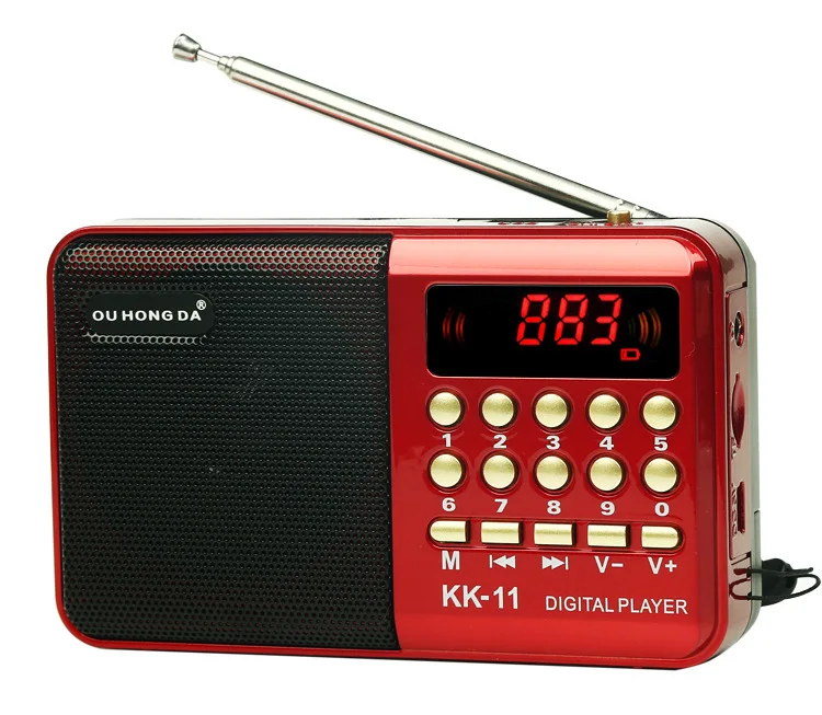 

Mini Portable Radio Handheld Digital FM USB TF MP3 Player Speaker Rechargeable