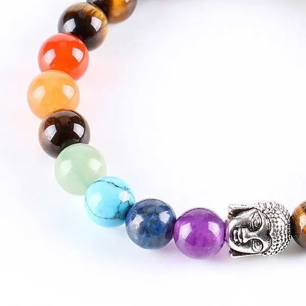 Bracelet Bouddha Oeil De Tigre Et 7 Chakras