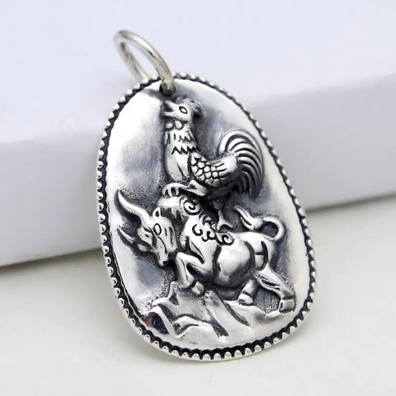 

S925 Sterling Silver Chicken Cow Pendant (FGL)