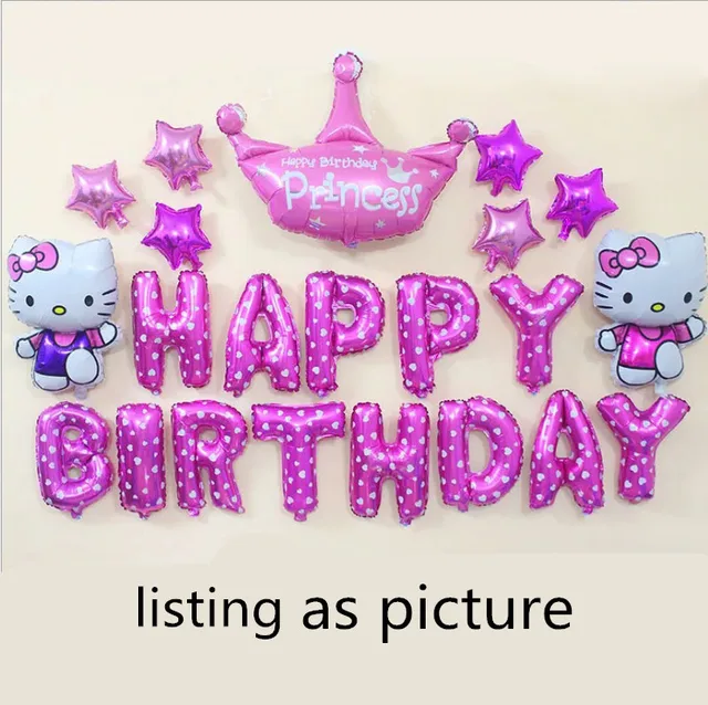 1 Set Hello Kitty Foil Air Balloons Kids Wedding Baby 1st First