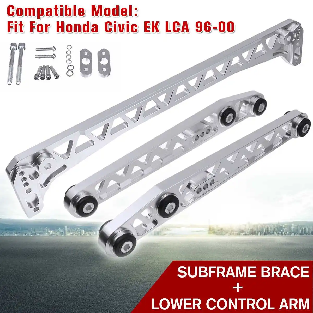 

1Set Neochrome Rear Subframe Brace+Tie Bar+Lower Control Arm Fit For Honda for Civic EK LCA 1996-2000