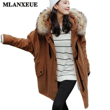 2017 Fashion Winter Fur Coat Women Corduroy Imitation Fur Cotton Coats Warm Loose Woman’S Woolen Clothing High Waist Hooded Tops