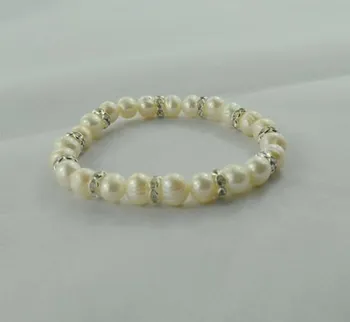 

White PEARL Color ELASTIC Fashion Freshwater REAL Pearl Bracelet Pretty Nice Lady's European Jewellery Accessory Unique Designed
