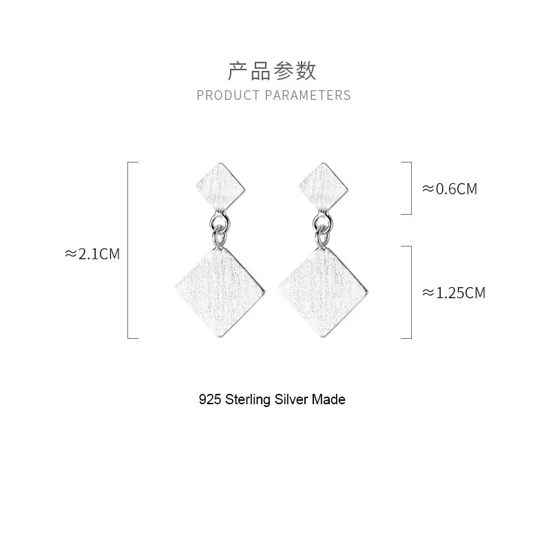 Trusta S925 геометрический скраб квадратные серьги 925 пробы серебряные модные украшения для женщин вечерние подарки DA458