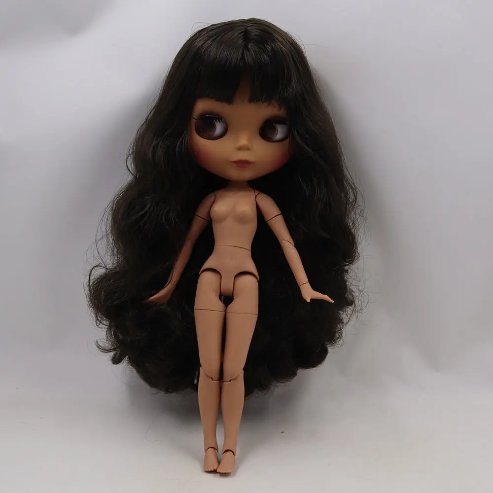 Blyth кукла 30 см темная кожа матовое лицо элегантные черные длинные волосы 1/6 суставное тело ледяной SD DIY Высокое качество игрушки подарок - Цвет: Белый