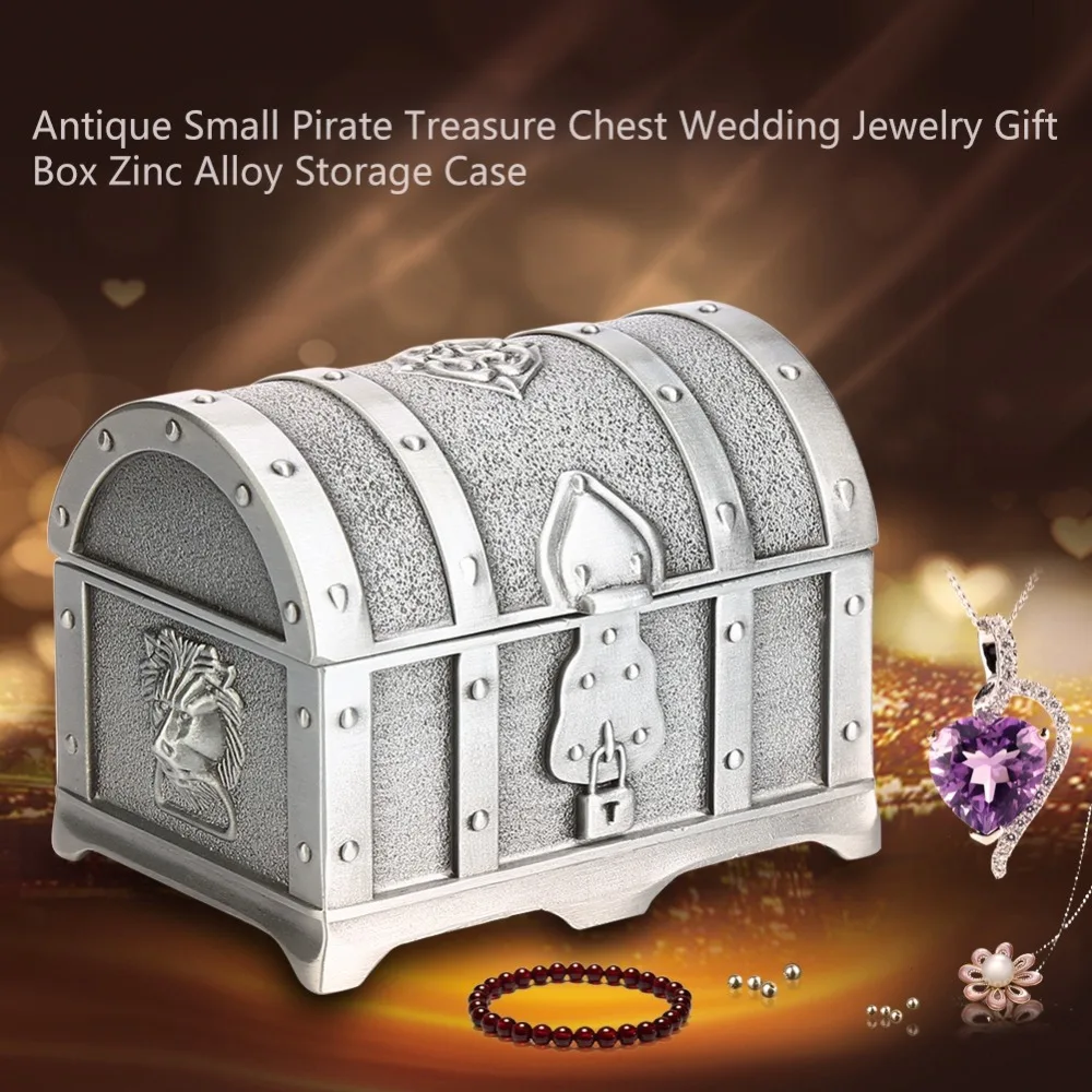 

Small Size Zinc Alloy Antique Pirate Treasure Chest Jewelry Box Retro Trinket Ring Earring Necklace Vintage Storage Holder Case