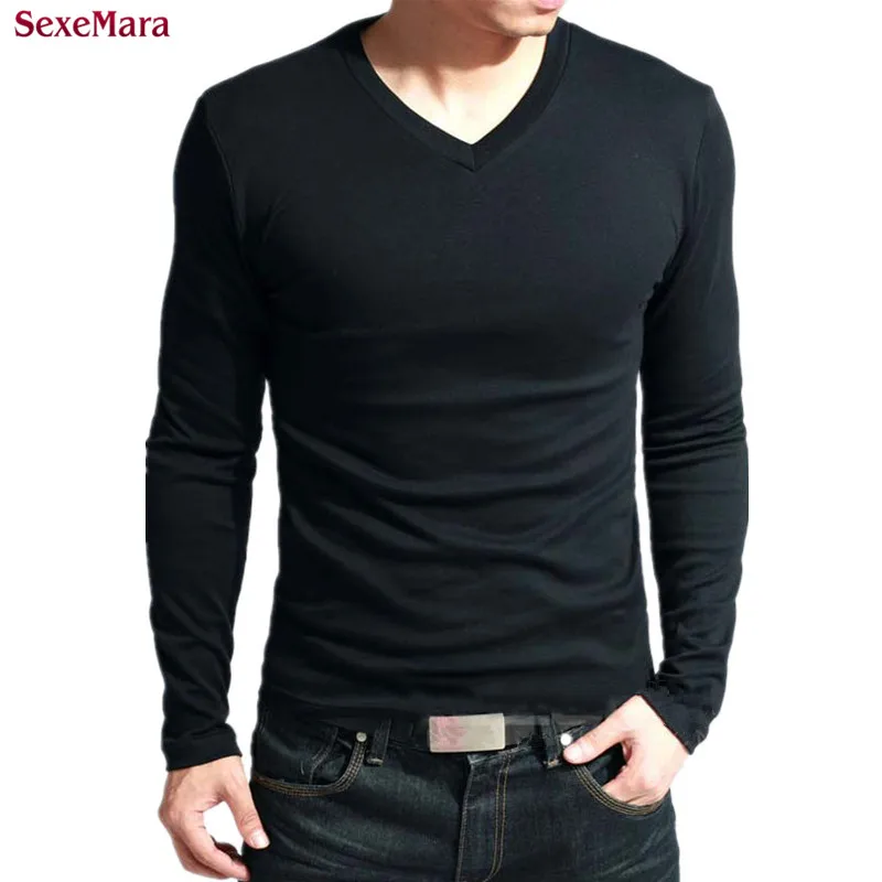2016 Men's T Shirt Brand New Lycra Cotton Long Sleeve T Shirt Casual