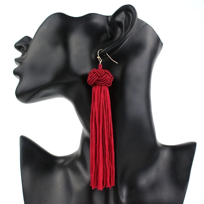 

Trend Bohemia Handmade Braid Long Tassel Earring Multicolor Geometric Ethnic Hanging Dangle Drop Earrings for Women Kolczyki