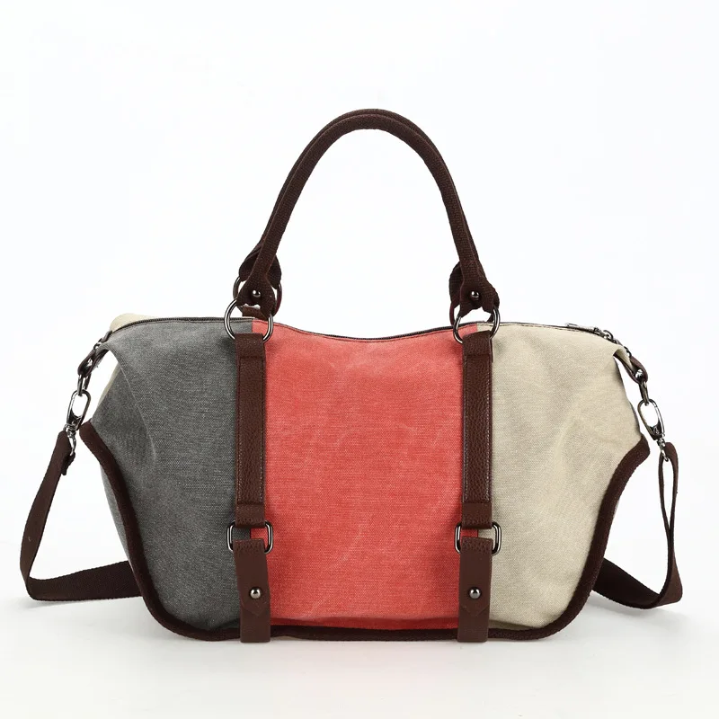 

ONEFULL NEW FASHION shoulder bag canvas zipper cross body bag lady leisure patch handbag women retro leisure totes shoulder bags