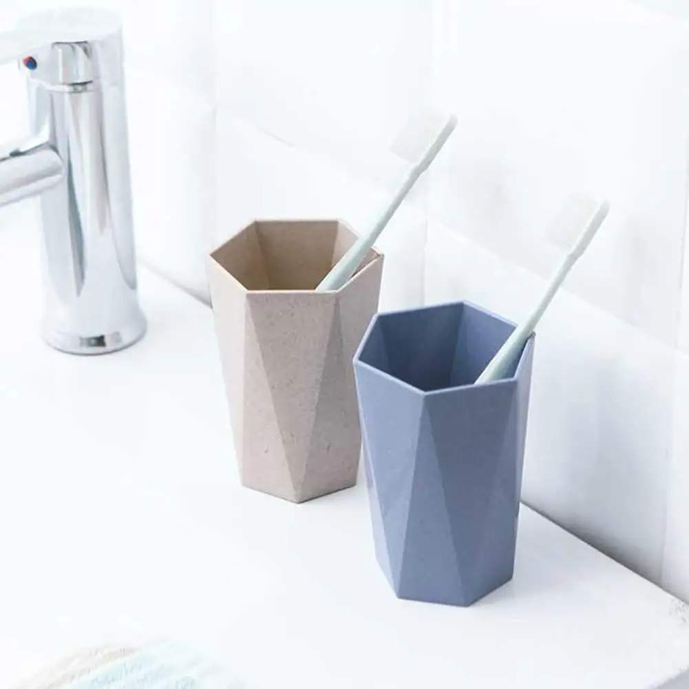 Прочный скандинавский экологичный PP Пшеничная солома геометрический стакан зубная щетка держатель для мытья питьевой дома ванная комната