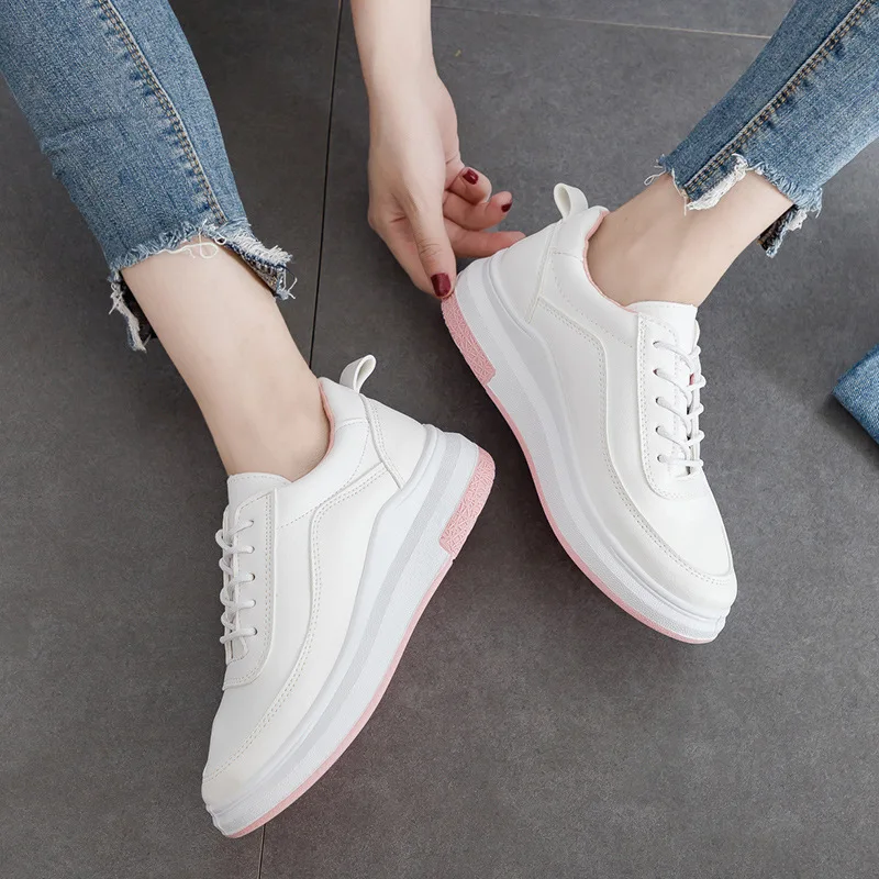 

Breathable PU Chunky Sneakers Women's White Shoes 2018 Autumn Platform Shoes Casual Tenis Runway Footwear Ladies Trainers