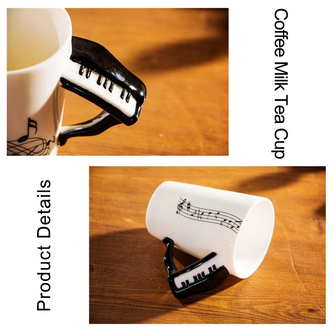 Креативная Новинка пианино ручка керамическая чашка Бесплатный спектр Кофе Молоко чай чашка личность кружка уникальный музыкальный инструмент gif