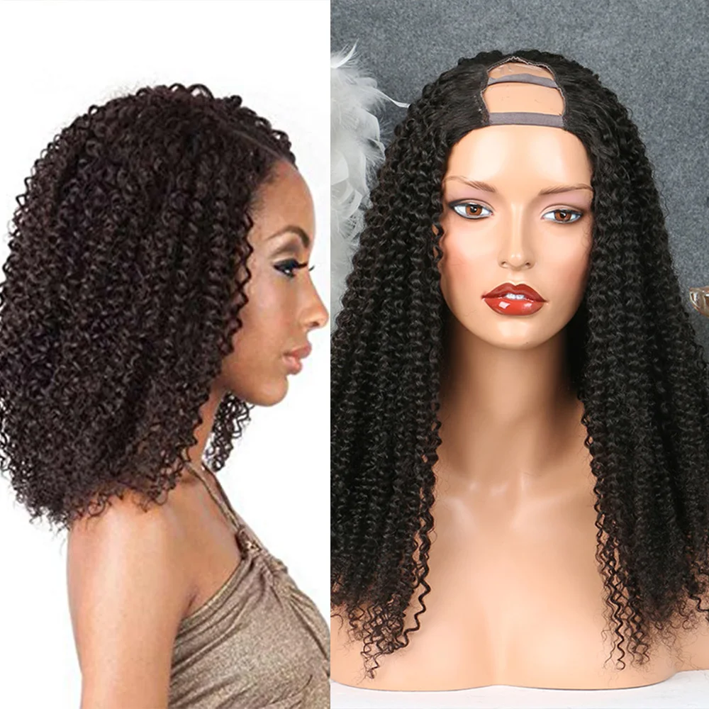 

SimBeauty 100% Unprocessed Peruvian Kinky Curly U Part Wigs For Black Women 100% Human Hair Remy Hair Opening Wig With Combs