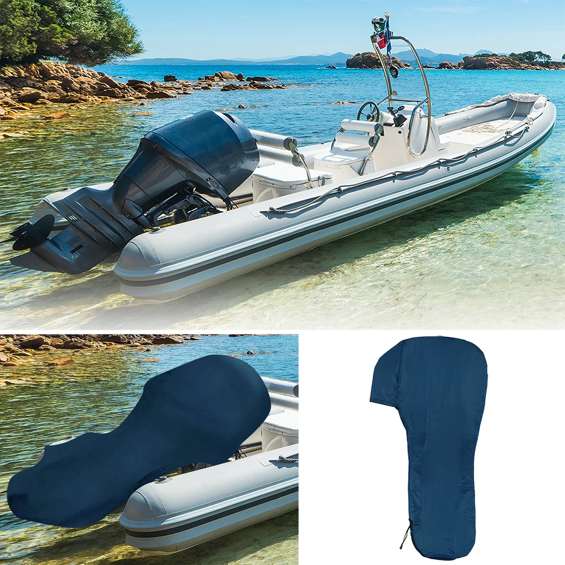 Full Boat Outboard Engine Cover 6-225HP Waterproof Dust Rain Sun UV Resistant 600D Oxford Cloth PVC Outboard Motor Cover boat cover outboard motor cover