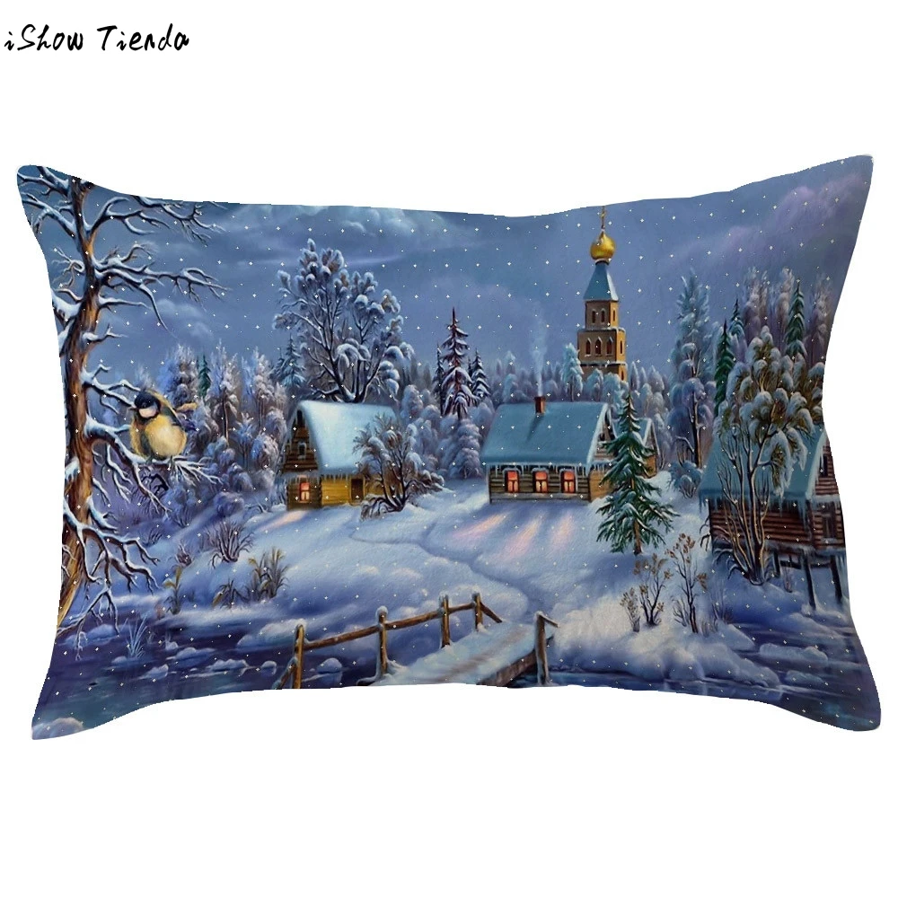 

Merry Christmas Linen Pillow Cases Rectangle pillow Cover Home dropship pillowcase 30cm*50cm