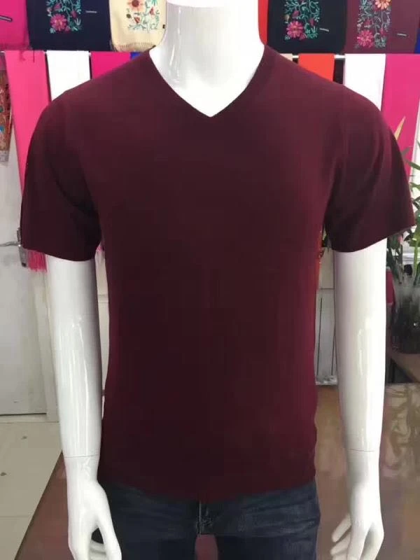 Мужской тонкий свитер с коротким рукавом и V образным вырезом 170/84A 185/96A|cashmere men|sweater