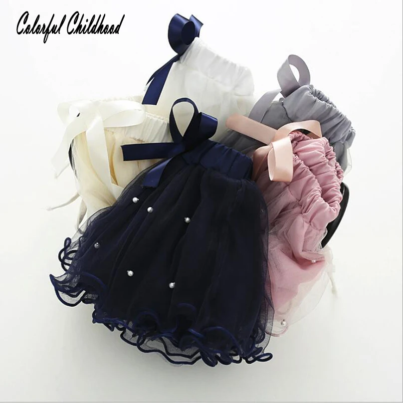 

2-6Yrs Children skirt summer pearl embroidery tutu skirt kids toddler party wedding tulle puffy skirts for girls dresses toddler