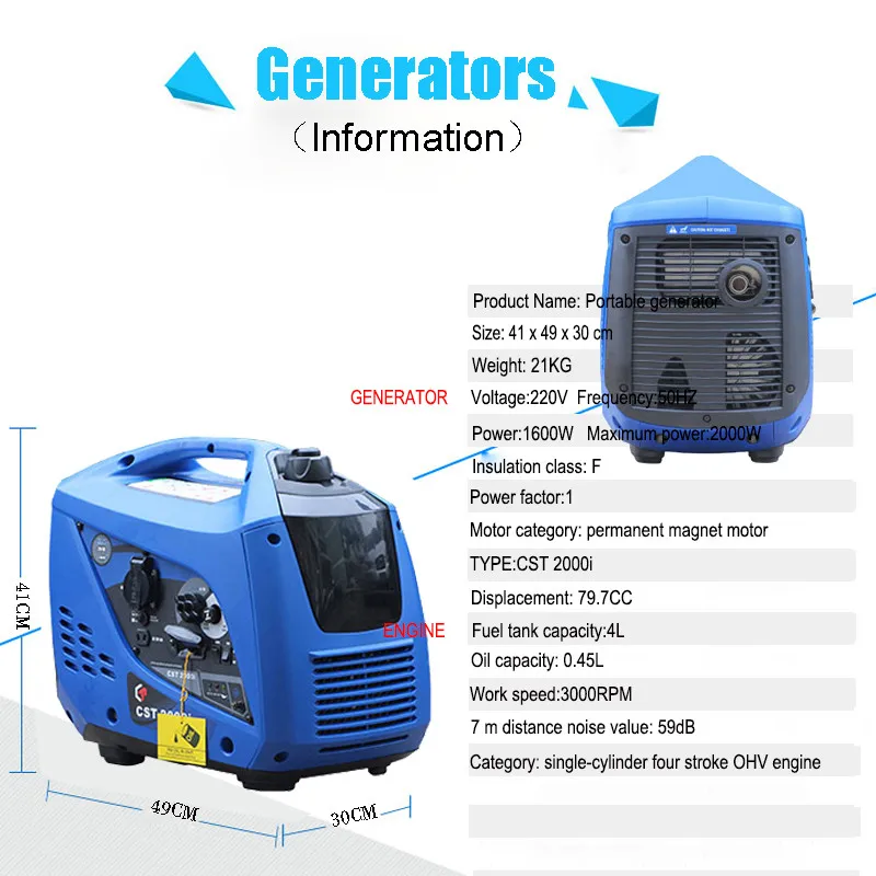 2000W 220V AC New Model Lightest Inverter Generator,Portable generator for Camping,Outdoor generator for Picnic,CST 2000i 2000W 220V AC New Model Lightest Inverter Generator,Portable generator for Camping,Outdoor generator for Picnic,CST 2000i