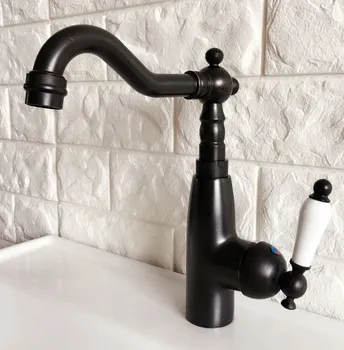 Kitchen Wet Bar Bathroom Vessel Sink Faucet Black Oil Rubbed Bronze One Handle Swivel Spout Mixer Tap Single Hole mnf373 automatic touchless sensor waterfall bathroom sink vessel faucet oil rubbed bronze with hole cover plate