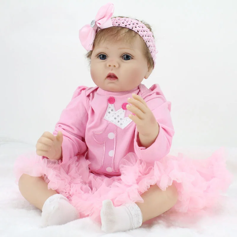 55cm lovely Baby Reborn Doll 22 Inch Lifelike Soft Silicone Reborn Toys Fashion Gift For Girls Newborn Babies Toys boneca