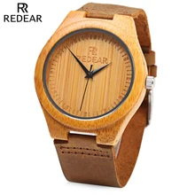 REDEAR Brand Simple Dial Unique Luxury Wood Watch Men Natural Bamboo Wooden Wristwatch Waterproof Clock Man Quartz Watch for Men