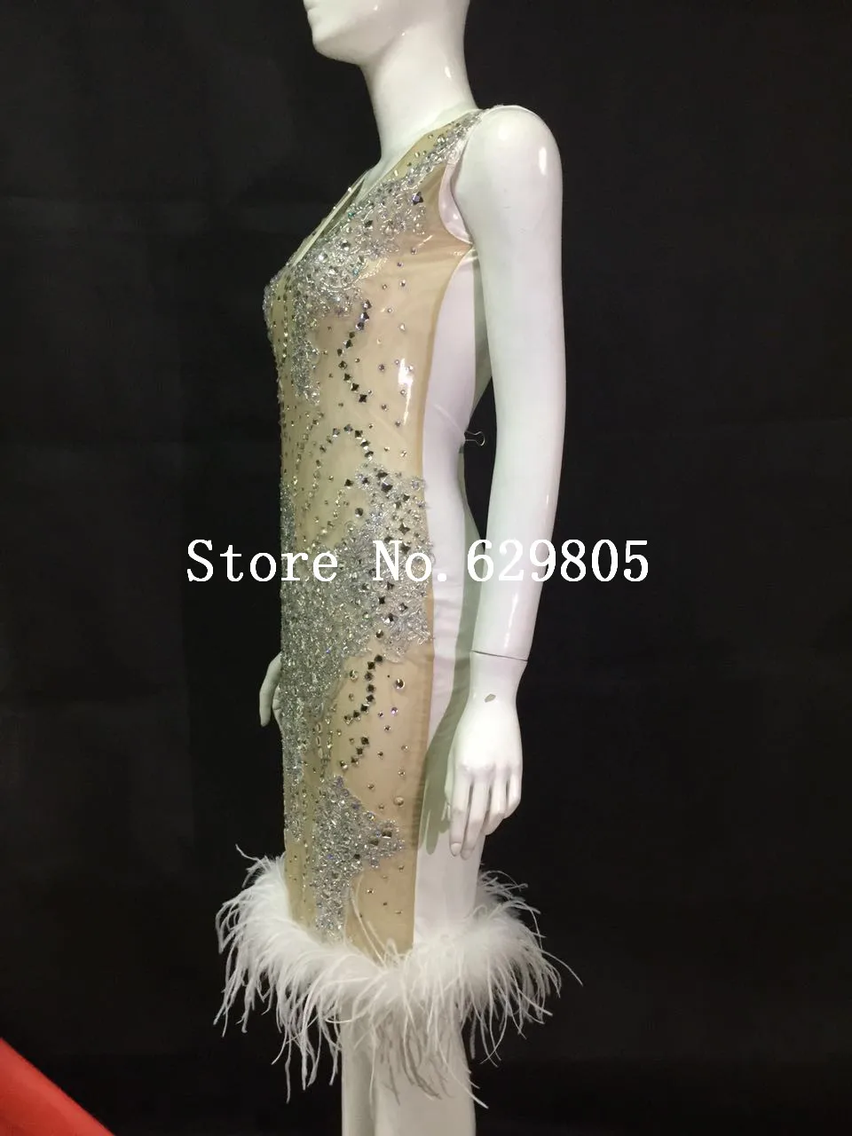 Модное блестящее перспективное платье с перьями сексуальный мигающий день рождения цельный костюм боди костюмы праздничная одежда