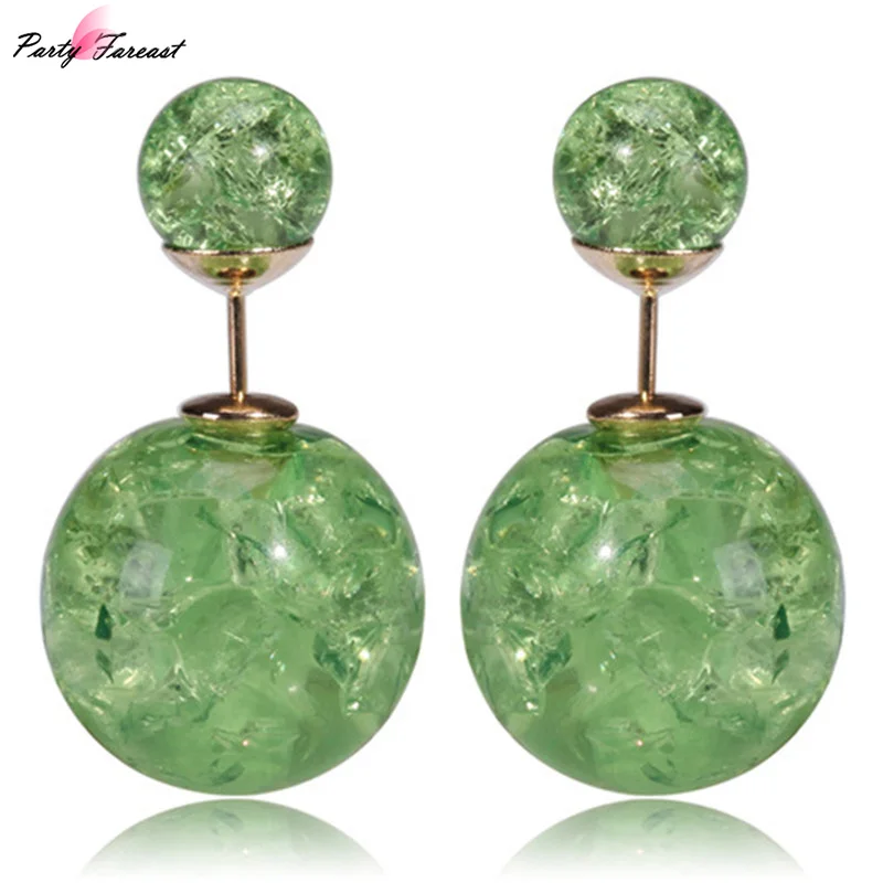 

Hot Bag Small Ball Studs Earrings For Women 9colors Cracking Effect Imitation Pearls Beads Double-Sided Round Earrings
