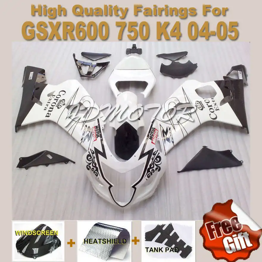 Обтекатель для SUZUKI GSXR600 GSXR750 2004 2005 GSXR 600 750 K4 K5 05 04 обтекателя комплекты белый черный