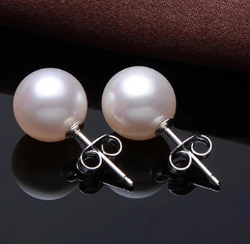 

real natural white real natural seawater pearl Earrings white white light round Tahiti natural seawaternoble lady's
