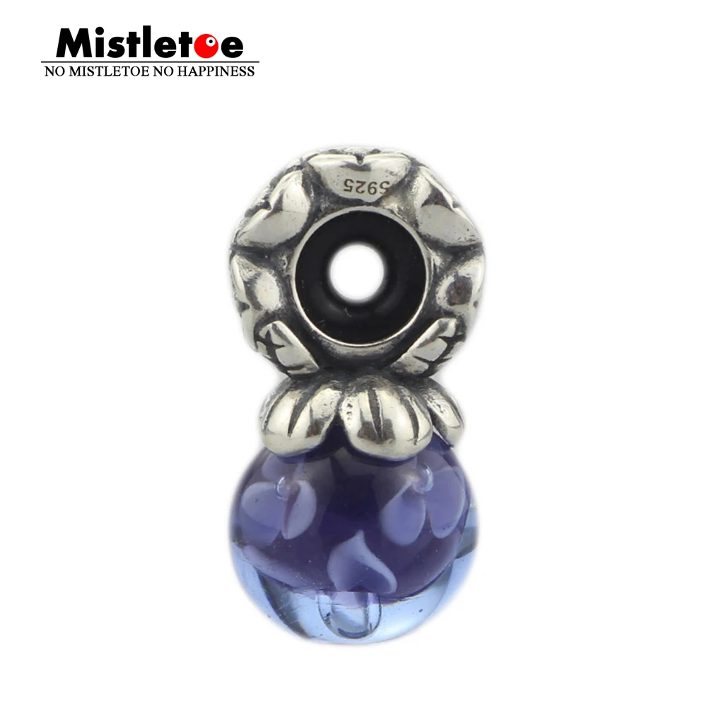 

Mistletoe Jewelry Genuine 925 Sterling Silver Murano Glass Flower Stopper Spacer Charm Beads Fit European Troll 3.0 mm Bracelet