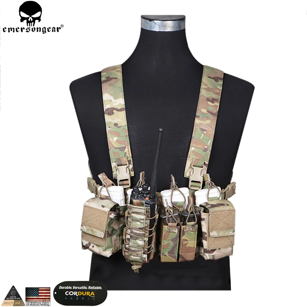 EMERSONGEAR D3CR Tactical Chest Rig Airsoft Hunting Vest Molle Pouch Simple Tactical Vest Multicam Black WG EM7442