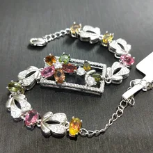 Flzb, женские браслеты Роскошные ювелирные изделия натуральный турмалин ювелирные изделия с покрытием 18-ти каратным белым золотом, 925 Стерлинговое Серебро модный браслет подарок