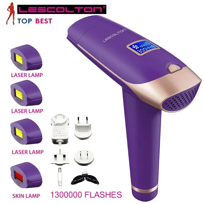 4в1 лазерный эпилятор IPL лазерная эпиляция и устройство для омоложения кожи Перманентный ЖК-лазерный эпилятор безболезненная бритва - Цвет: 1300000times Purple