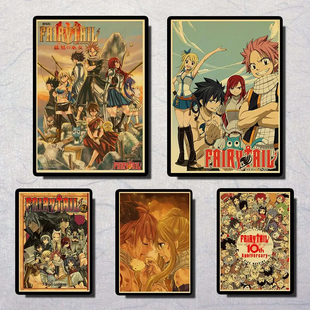 

Vintage Posters Fairy Tail Print Paper Painting High quality Wall Painting Home Decoration Livingroom Bedroom 42X30 CM