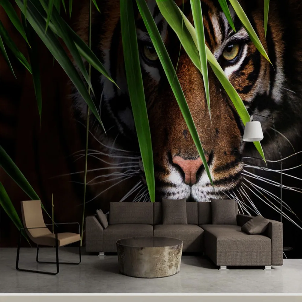 На заказ 3d дизайнер фотообои с фигурами тигров вход животные ТВ фон обои 3d Животные обои