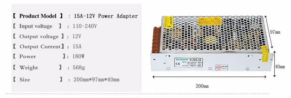 DC 12V 1A 2A 5A 8.5A 10A 15A 20A 30A переключатель питания адаптер трансформатор AC 110 V-240 V К DC12V для светодиодной ленты свет светодиодный лента