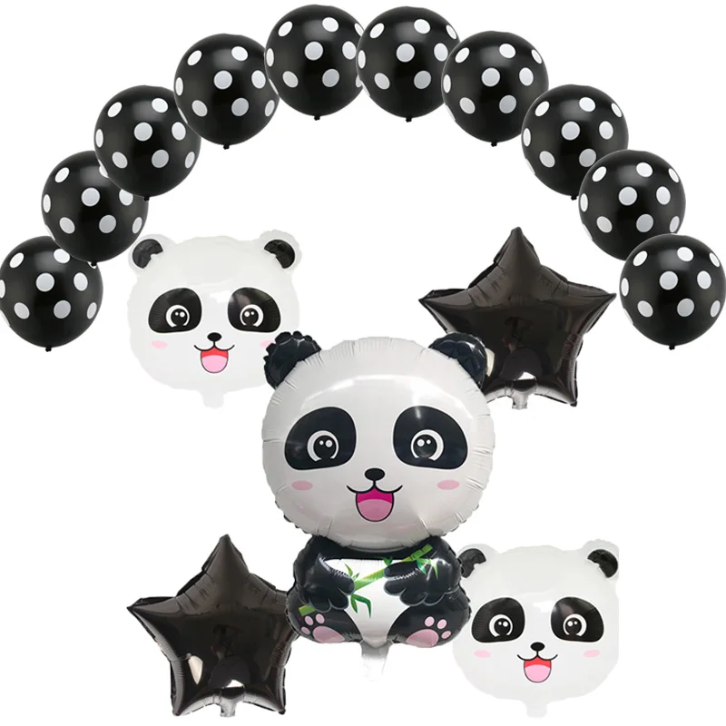 

15pcs/set Cartoon Panda China National Treasure Foil Balloons star and 2.8g latex Balloon kids Birthday Party Supplies